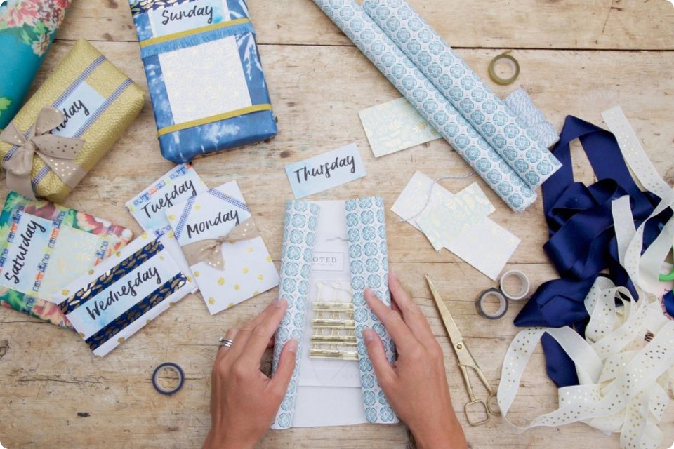 Wrapping paper on a table