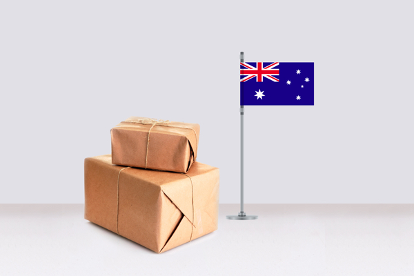 Pile of boxes and Australian Flag