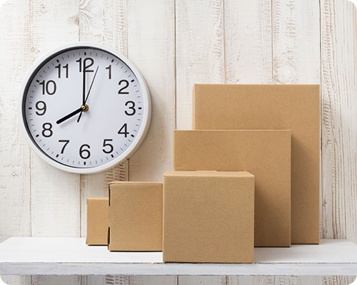 Clock and boxes