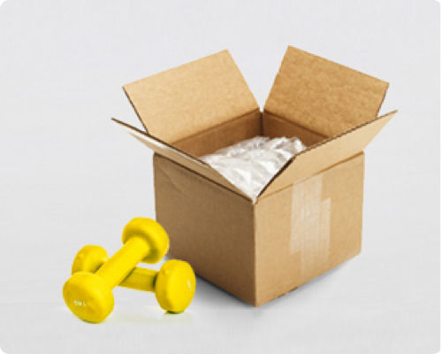 Parcel with dumbells