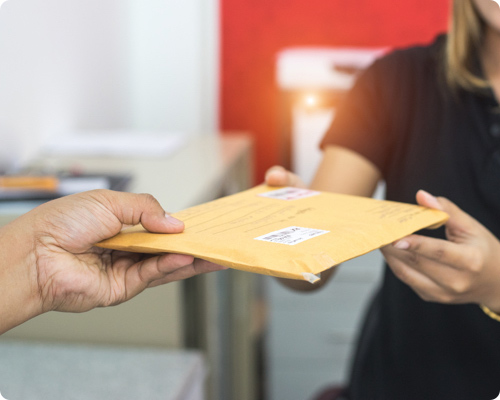 Handing over a package