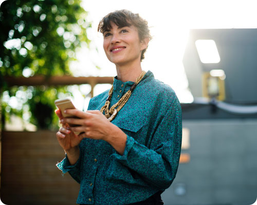 Lady holding her phone