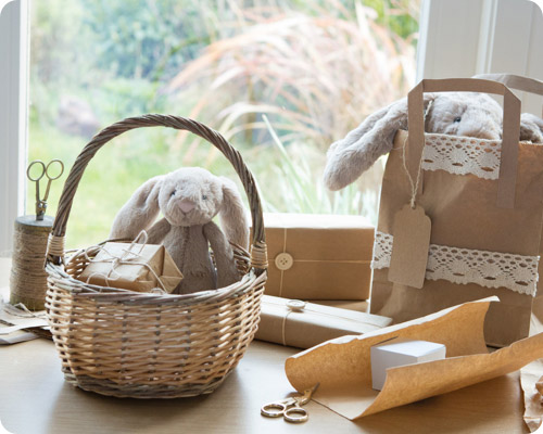 Easter basket and teddy bear