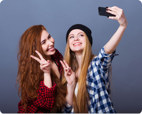 Two ladies taking a selfie