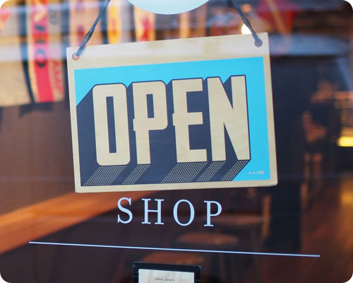 Open sign in a shop window