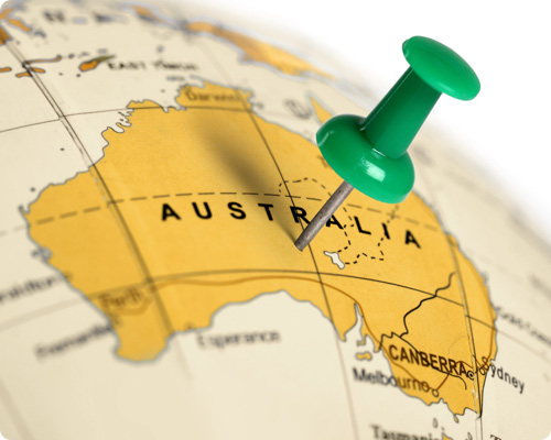 Australia highlighted on a map