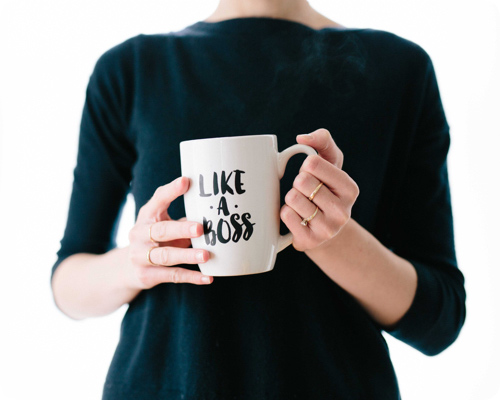 Lady holding a mug